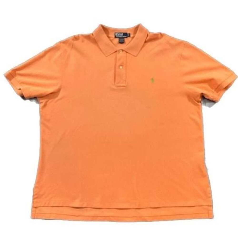 Polo Ralph Lauren Big & Tall 2XL Big Orange Mesh Pique Polo Shirt Green Pony